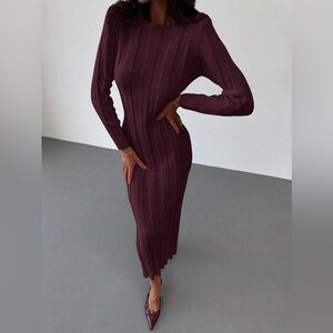 SHEIN Deep Burgundy Long Sleeve Dress